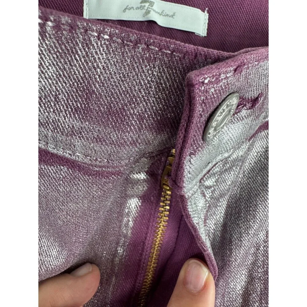 Metallic Purple Denim Shorts Womens Size 30 NWT 7 For All Mankind Cotton/Spandex - Picture 7 of 14